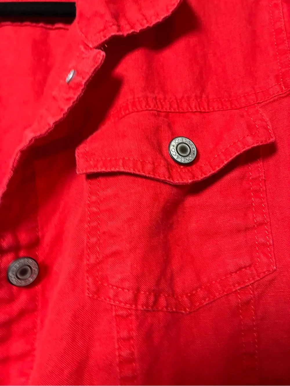 Jones New York Red Denim Jacket with Button Front